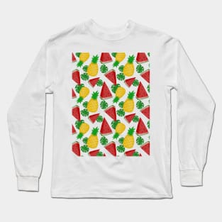 Watermelon and pineapple pattern Long Sleeve T-Shirt